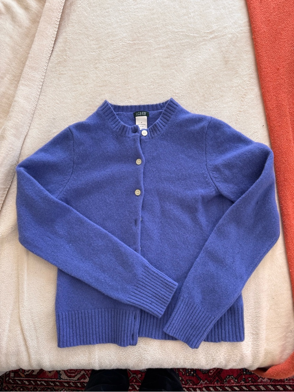 J Crew lambswool cardigan S/M with flaws